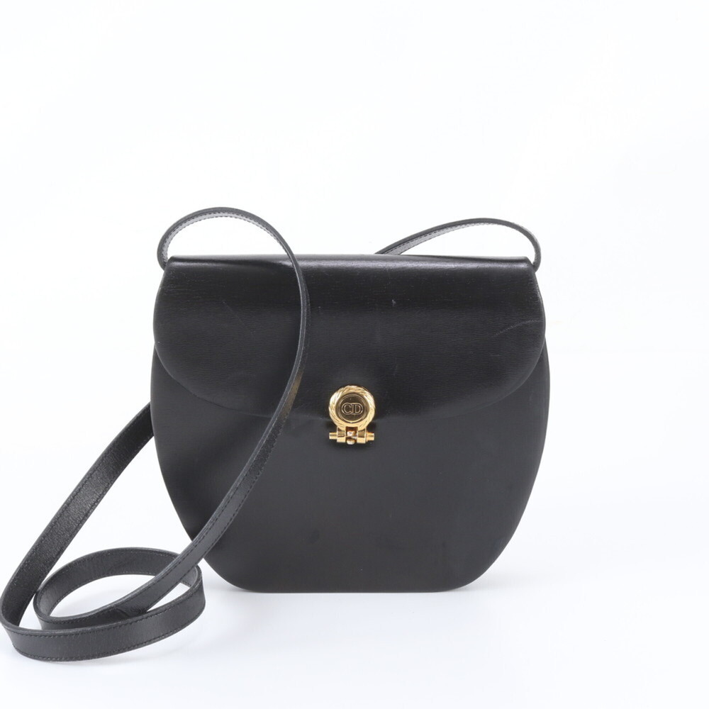Christian Dior Leather Shoulder Bag Crossbody Black Women's